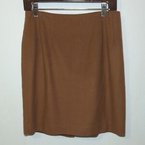 Vintage Ann Taylor Tan Pencil Skirt Wool Cashmere Blend Women's Size 12